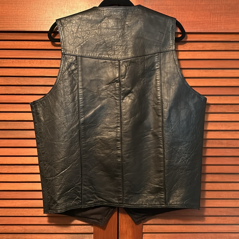 Men’s Lucky Leather Inc. Black Leather Button Ves… - image 4